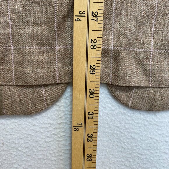 Lauren Ralph Lauren Linen Blazer Mens 44R Tan Purple Plaid Sport Coat Jacket - Picture 12 of 13